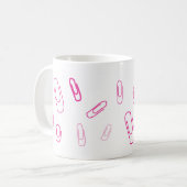 roze paperclip retro design koffiemok (Voorkant links)