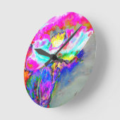 Roze papie, waterverf floreel schilderij ronde klok (Hoek)