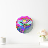 Roze papie, waterverf floreel schilderij ronde klok (Huis)