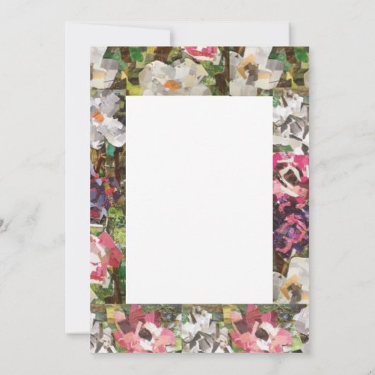 Roze Papier Bloem Collage Uitnodiging (Achterkant)