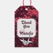 Roze Papier Kraan Origami Kersenbloesem Cadeaulabel (Voorkant)