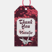 Roze Papier Kraan Origami Kersenbloesem Cadeaulabel (Voorkant)