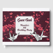 Roze Papier Kraan Origami Kersenbloesem Gastenboek (Voorkant)