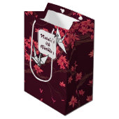 Roze Papier Kraan Origami Kersenbloesem Medium Cadeauzakje (Voorkant Gekanteld)