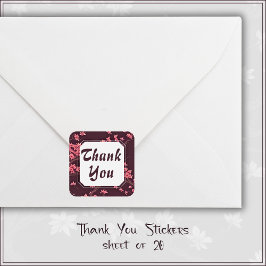 Roze Papier Kraan Origami Kersenbloesem Vierkante Sticker