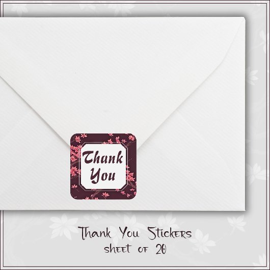 Roze Papier Kraan Origami Kersenbloesem Vierkante Sticker