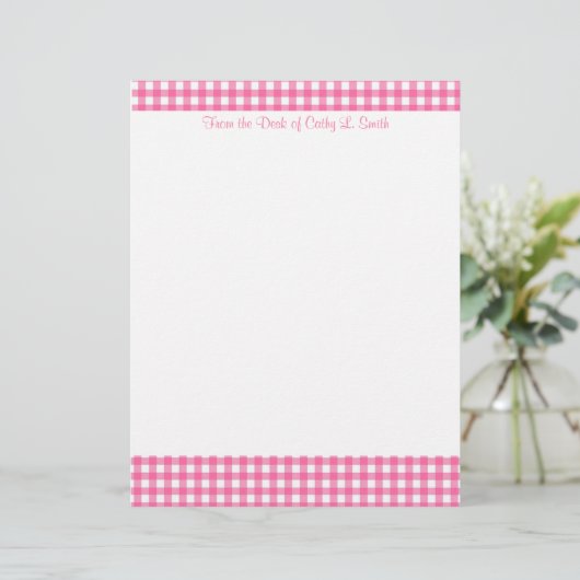 Roze papier met briefhoofd (Staand voorkant)