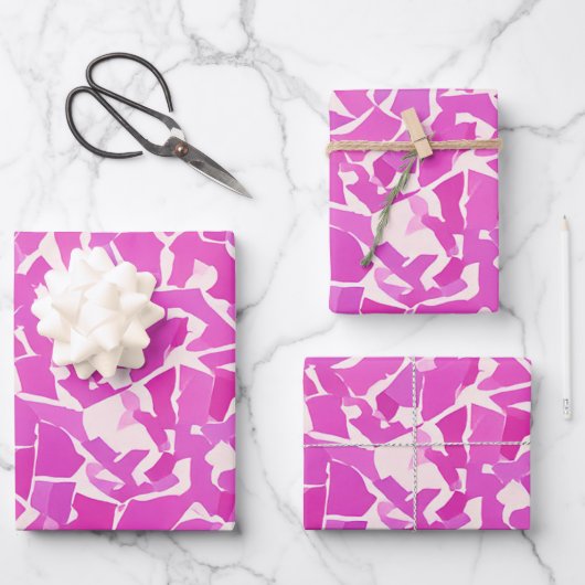 Roze papier ontwerp drie inpakpapier vel (Voorkant)