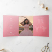 Roze papier Paris Quinceañera Tri-Fold uitnodiging (Binnen)