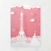 Roze papier Paris Quinceañera Tri-Fold uitnodiging (Cover)