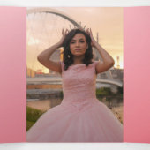 Roze papier Paris Quinceañera Tri-Fold uitnodiging (Binnenkant midden)