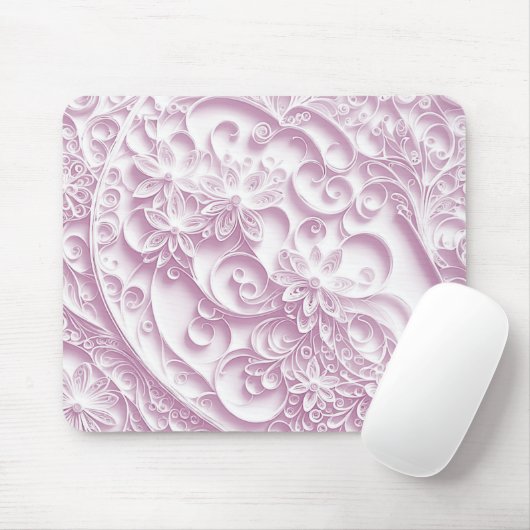 Roze papier Quilling Daisy Design Muismat (Met muis)