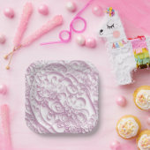 Roze papier Quilling Daisy Design Papieren Bordje (Feest)