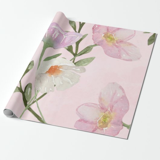 Roze papier voor het verpakken van Floral (Uitgerold)