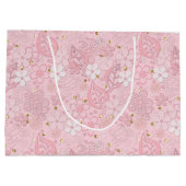 Roze papieren bloemen groot cadeauzakje (Achterkant)