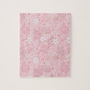 Roze papieren bloemen legpuzzel