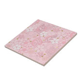 Roze papieren bloemen tegeltje (Zijkant)