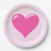 Roze papieren Borden met hart - Papieren Bordje (Voorkant)