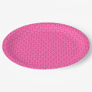 Roze papieren borden met harten - Kies kleuren Bordje