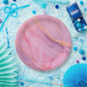 Roze papieren borden papieren bordje (Feest)