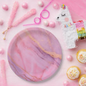 Roze papieren borden papieren bordje (Feest)