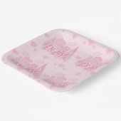 Roze papieren borden uit Parijs, feestelijke borde Bordje (Gebogen)