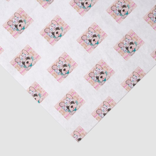 Roze papieren bulldog tissuepapier (Detail)