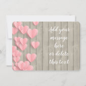 Roze papieren harten op schuur hout bedankje (Achterkant)