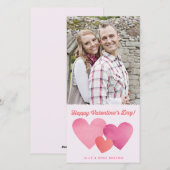 Roze papieren harten Valentijnsdag Feestdagenkaart (Voorkant / Achterkant)