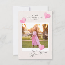 Roze Papieren Hartjes Foto Liefde Gelukkige Valent Notitiekaartje