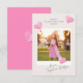 Roze Papieren Hartjes Foto Liefde Gelukkige Valent Notitiekaartje