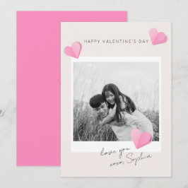 Roze Papieren Hartjes Foto Liefde XOXO Valentijnsd Feestdagenkaart