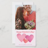 Roze papieren hartjes Skinny Valentijnsdag Feestdagenkaart (Voorkant)