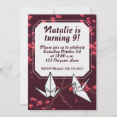 Roze Papieren Kraan Origami Kersenbloesem Kaart (Voorkant)