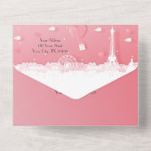 Roze papieren Parijs Quinceañera All In One Uitnodiging (Achterkant)