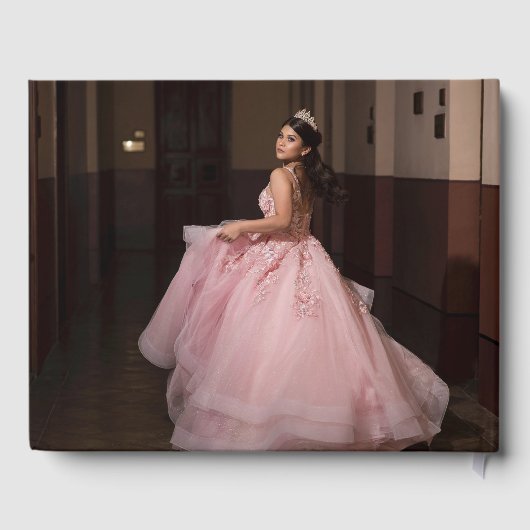 Roze papieren Parijs Quinceañera Gastenboek (Achterkant)