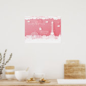 Roze papieren Parijs Quinceañera Poster (Keuken)