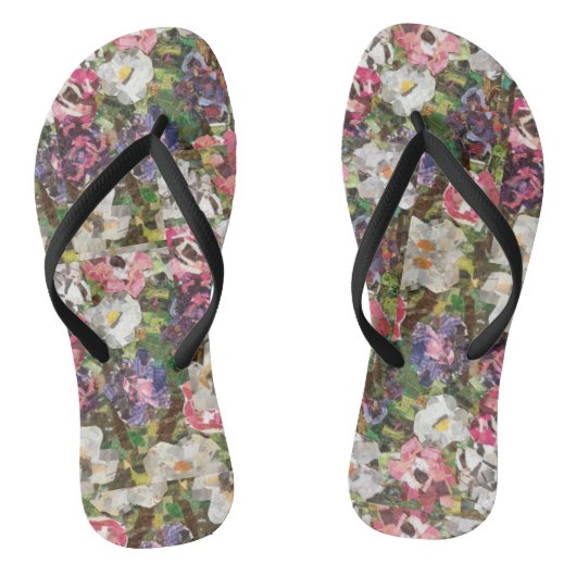 Roze papieren ventilator Collage Thin Strap teensl Teenslippers (Voetbed)