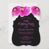 Roze papies floral Black Birthday Party Kaart (Voorkant)