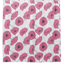 Roze papleybloemen douchegordijn