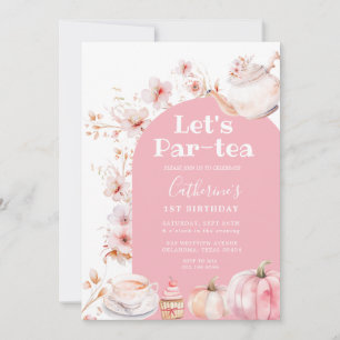 Roze Par-tea Verjaardag Tea Party Meisje Pompoen Kaart