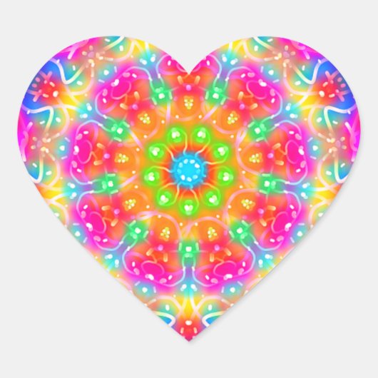 Roze Paradijs Mandala Design Hart Sticker (Voorkant)