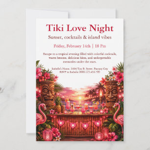 Roze Paradijs Tiki Cocktail Feest Uitnodiging