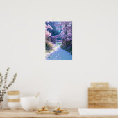 Roze paradise, Cherry Blossom Garden Poster (Keuken)