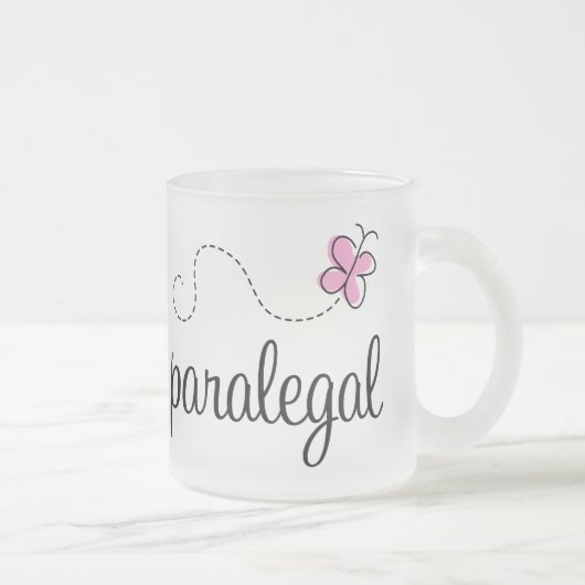 Roze Paralegal-baanontwerp Matglas Koffiemok (Rechts)