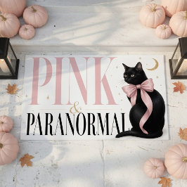 Roze & Paranormale Zwarte Kat Coquette Halloween Deurmat
