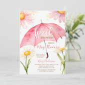 Roze Paraplu April Douches brengen mei bloemen Kaart (Staand voorkant)