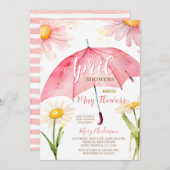 Roze Paraplu April Douches brengen mei bloemen Kaart (Voorkant / Achterkant)