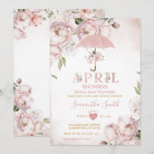 Roze Paraplu April Douches brengen mei bloemen Kaart (Voorkant / Achterkant)
