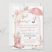 Roze Paraplu April Douches brengen mei bloemen Kaart (Voorkant)